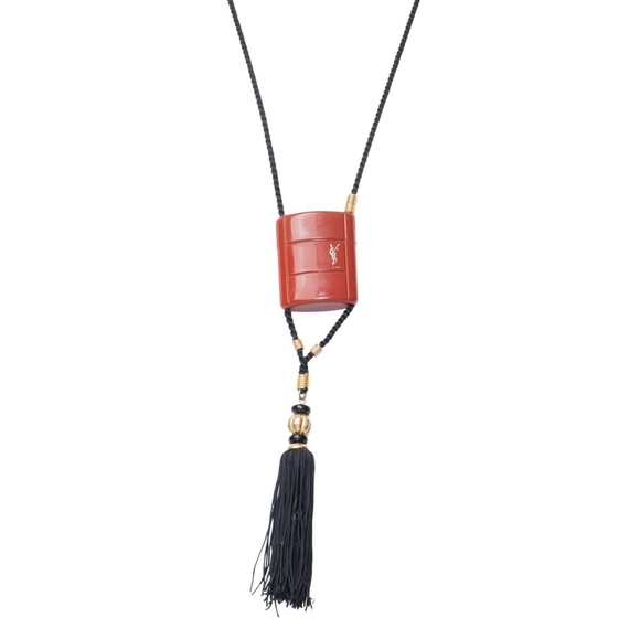 Yves SAINT LAURENT Vintage Opium Charm Rope Necklace With Tassle 1980's